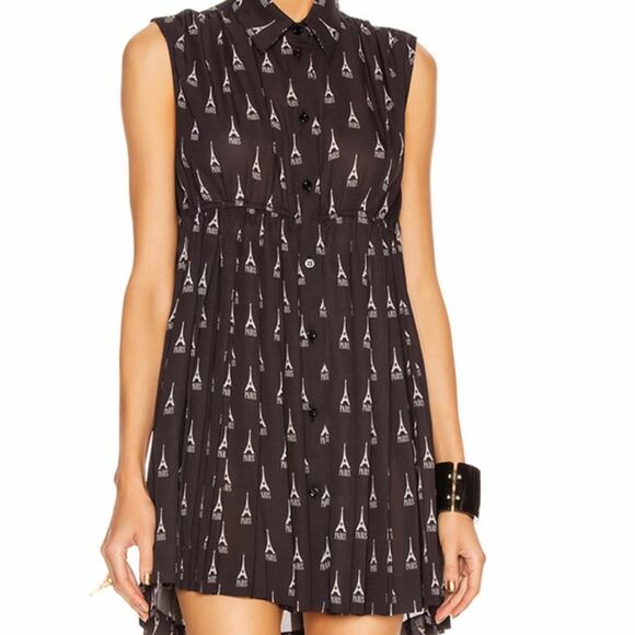 BALENCIAGA Paris Eiffel Tower print Baby Doll Dress Size 36  6 NWT - Picture 1 of 6